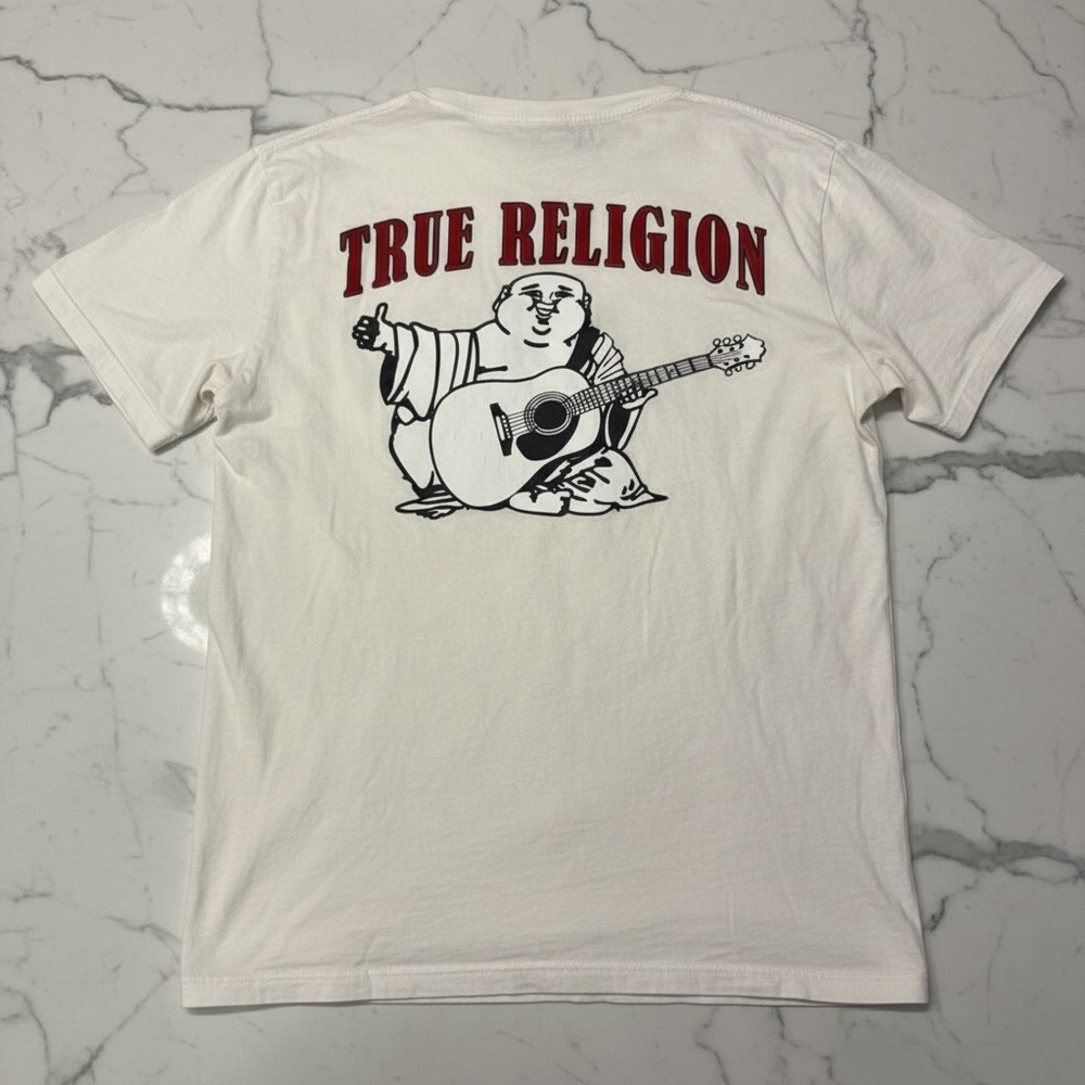 True Religion Cream Tee with Red Emblem - Picture 2 of 2